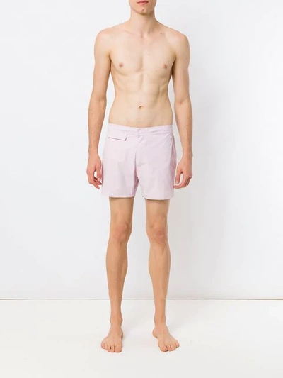 Shop Amir Slama Mid Rise Swim Shorts In Pink