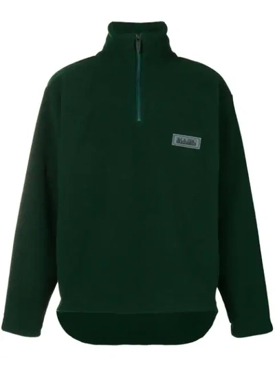 Shop Napapijri Zipped Collar Sweater - Green