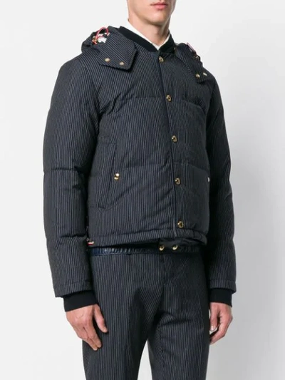 Shop Thom Browne Narrow Pinstripe Down Bomber Jacket In Blue