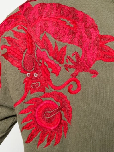 Shop Maharishi Dragon Embroidered Hoodie In Green