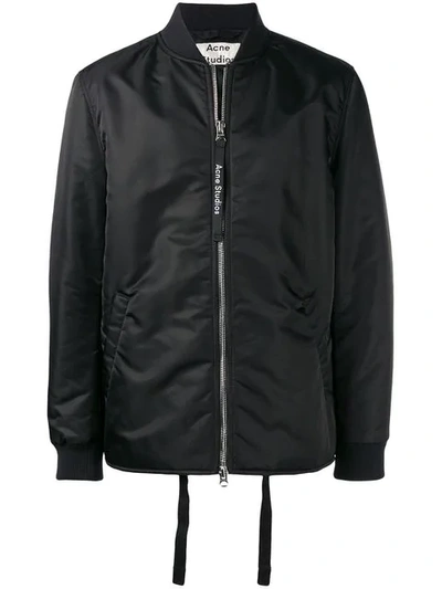 Shop Acne Studios Zipped Bomber Jacket In Black