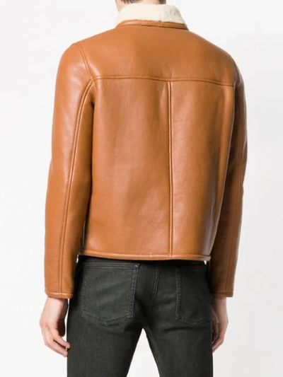 Shop Saint Laurent Sheepskin Lining Jacket In Brown