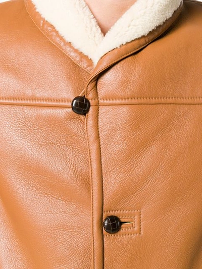 Shop Saint Laurent Sheepskin Lining Jacket In Brown