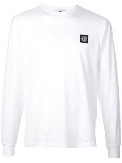 Shop Stone Island Long Sleeve Logo Top In White
