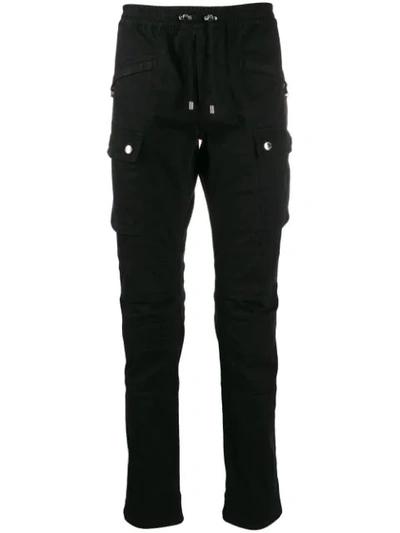 Shop Balmain Drawcord Skinny Trousers In Black