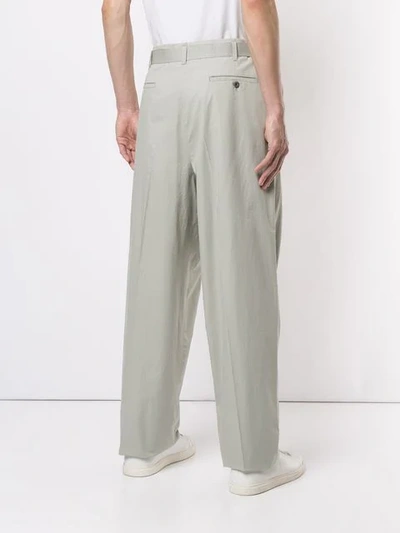 Shop Lemaire Wide Leg Trousers In Grey