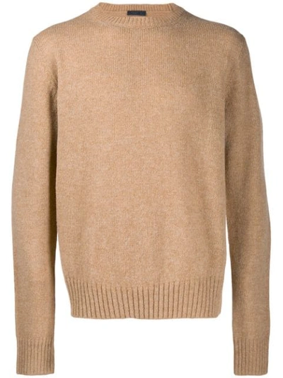 Shop Prada Crew Neck Sweater In Neutrals