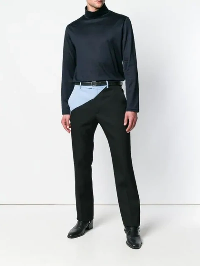 Shop Calvin Klein 205w39nyc Bicolour Straight Leg Trousers In Black