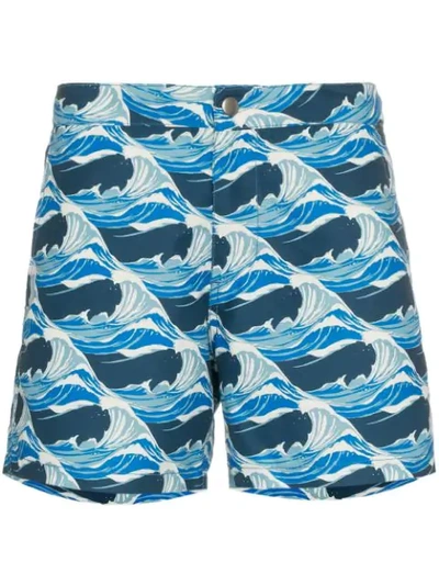 Shop Riz Boardshorts Buckler Waves Royal Swim Shorts In Blue