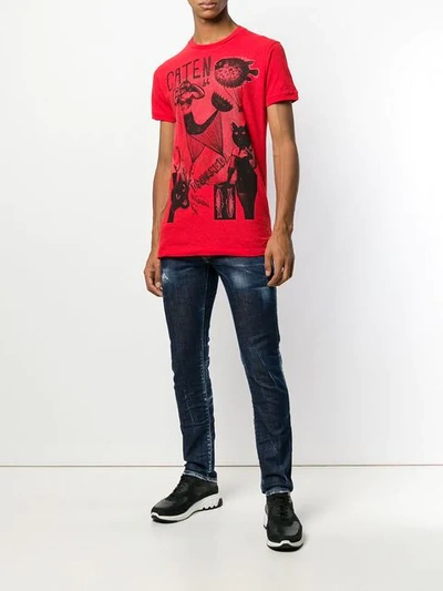 Shop Dsquared2 Caten Print T-shirt In Red