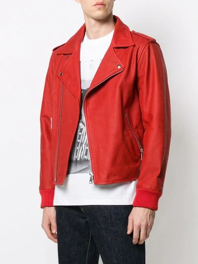 Shop Apc X Kid Cudi Biker Jacket In Red