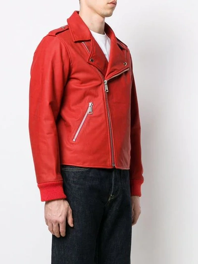 Shop Apc X Kid Cudi Biker Jacket In Red