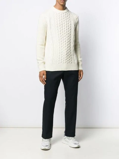Shop Woolrich Cable Knit Jumper In White