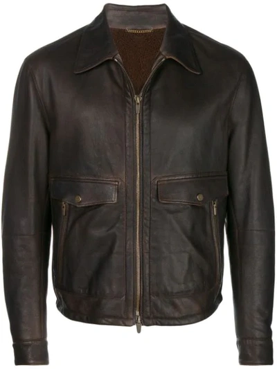 Shop Ajmone Perfectly Fitted Jacket - Brown