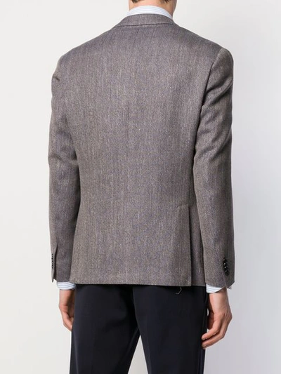 Shop Corneliani Tweed Blazer Jacket In Blue