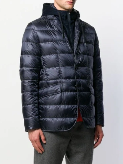 Shop Herno Hooded Padded Jacket In 9209 Blue