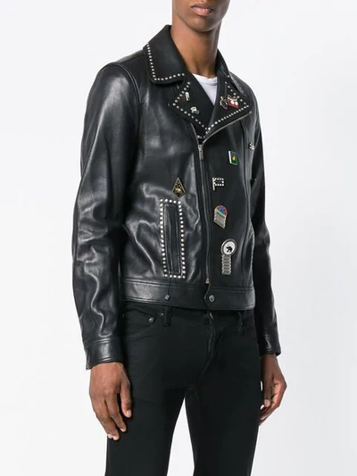 Shop Saint Laurent Motorcycle Leather Jacket In Black