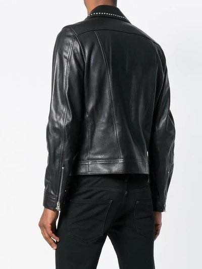 Shop Saint Laurent Motorcycle Leather Jacket In Black