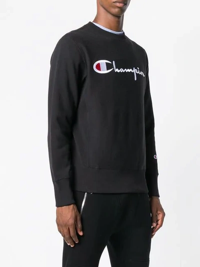 Shop Champion Embroidered Logo Sweatshirt In Black