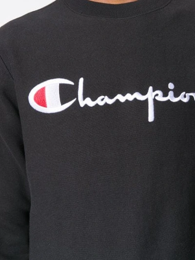 Shop Champion Embroidered Logo Sweatshirt In Black