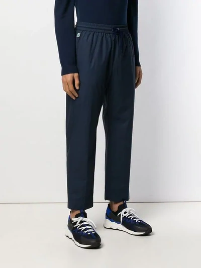 Shop Kenzo Cropped Tapered Trousers In Blue