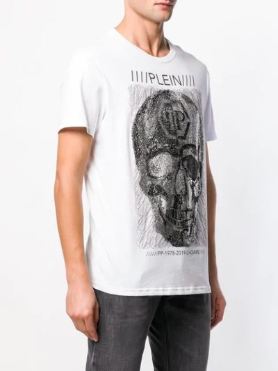 Shop Philipp Plein Embellished Crystal Skull T-shirt In White