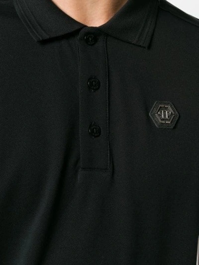 Shop Philipp Plein Logo Plaque Polo Shirt In Black