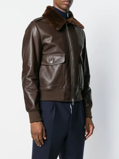 Shop Ami Alexandre Mattiussi Jacket With Shearling Collar In Brown