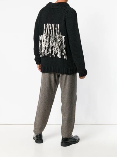 Shop Yohji Yamamoto Hanging Thread Back Cardigan - Black