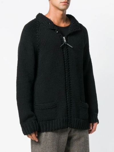 Shop Yohji Yamamoto Hanging Thread Back Cardigan - Black