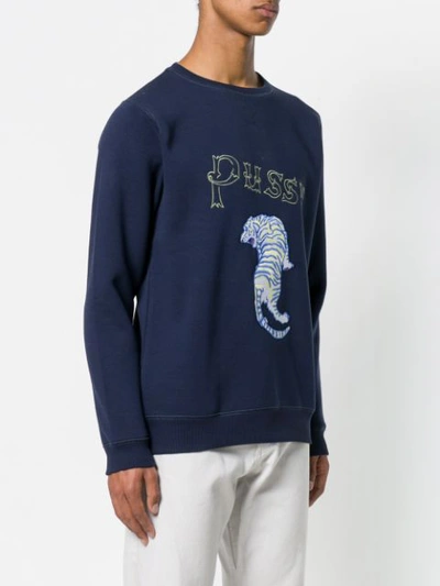 Shop Soulland Tiger Embroidered Sweatshirt - Blue