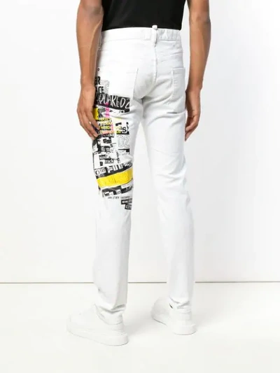 Shop Dsquared2 Printed Slim Jeans In White
