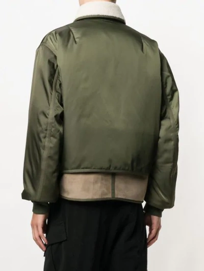 Shop Oamc Panelled Bomber Jacket In Green