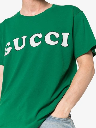 Shop Gucci Baby Print Logo Short Sleeve T-shirt In Green