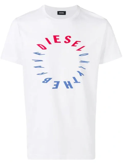 Shop Diesel Circular Logo T-shirt In White