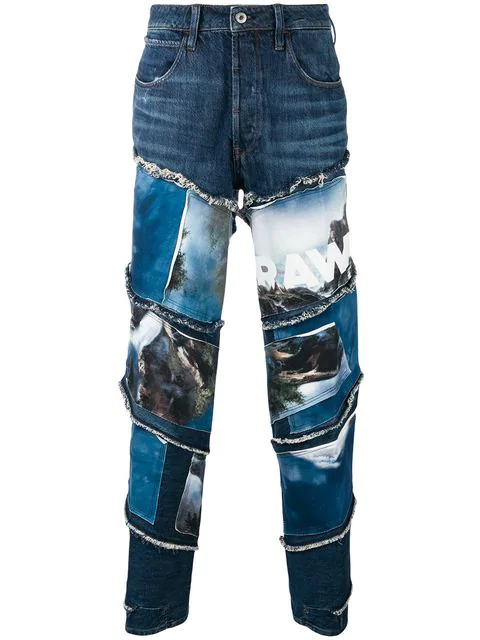 G-star Raw Research Landscapes Print Jeans In Blue | ModeSens