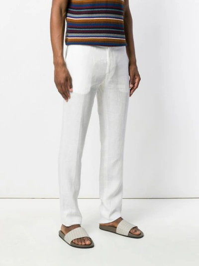 Shop Etro Slim Fitted Tailored Trousers In White