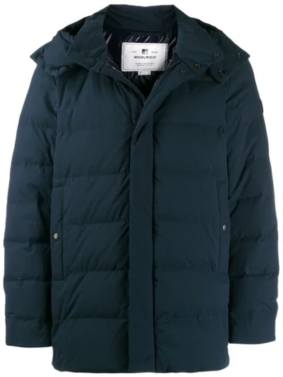 Shop Woolrich Hooded Padded Jacket In Blue