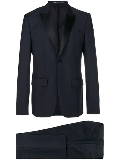 Shop Givenchy Regular Fit Contrasting Lapel Suit In Blue