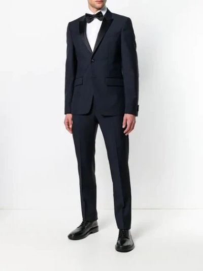 Shop Givenchy Regular Fit Contrasting Lapel Suit In Blue