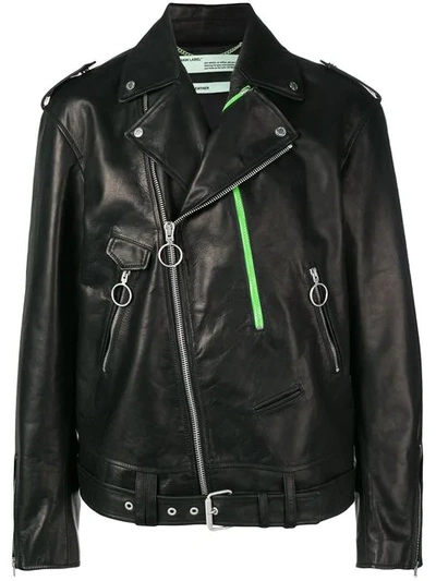 OFF-WHITE EXAGGERATED BIKER JACKET - 黑色