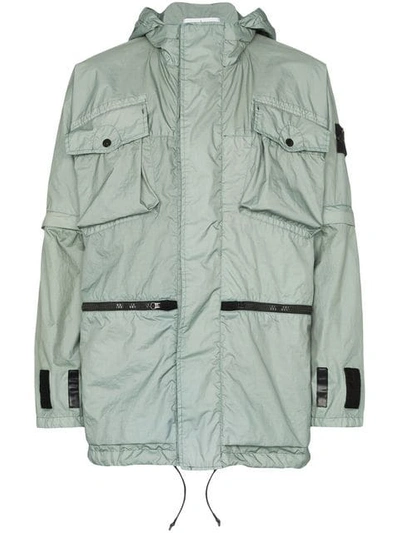 Shop Stone Island Convertible Hooded Windbreaker In Grey