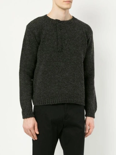 Shop Bergfabel Cropped Crew Neck Sweater In Grey