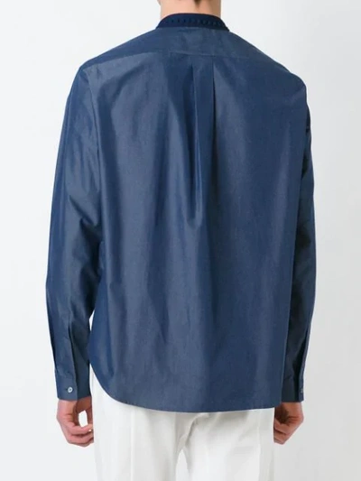 Shop Juunj Contrast Collar Shirt In Blue