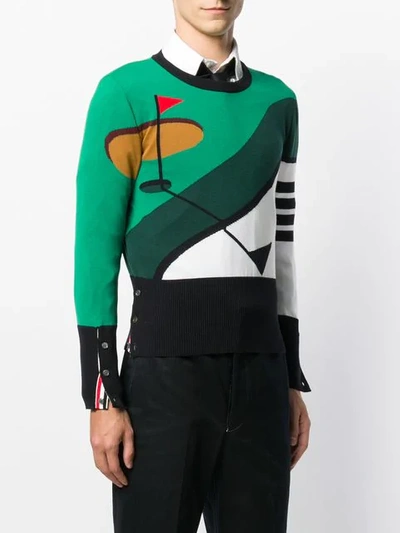 Shop Thom Browne Intarsien-pullover Mit Golfmotiv - Grün In Green