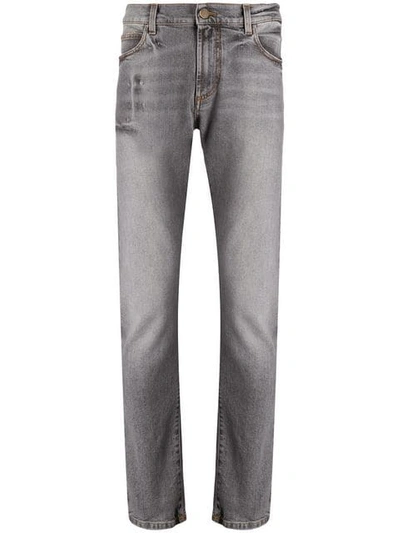 Shop Paura Distressed Skinny Jeans In Grey