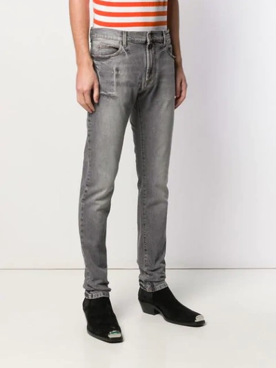 Shop Paura Distressed Skinny Jeans In Grey