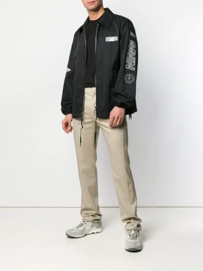 Shop Lanvin Contrast Stitch Tailored Trousers In Neutrals