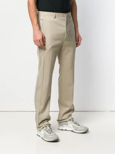 Shop Lanvin Contrast Stitch Tailored Trousers In Neutrals