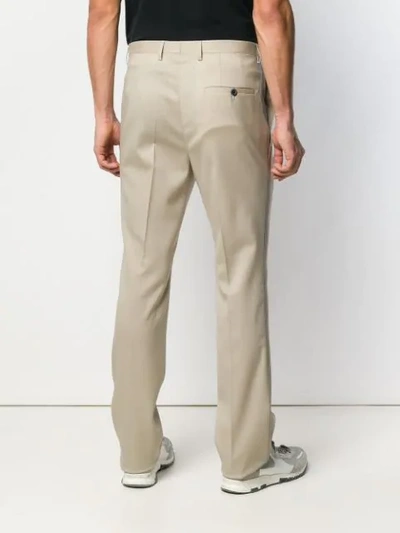 Shop Lanvin Contrast Stitch Tailored Trousers In Neutrals